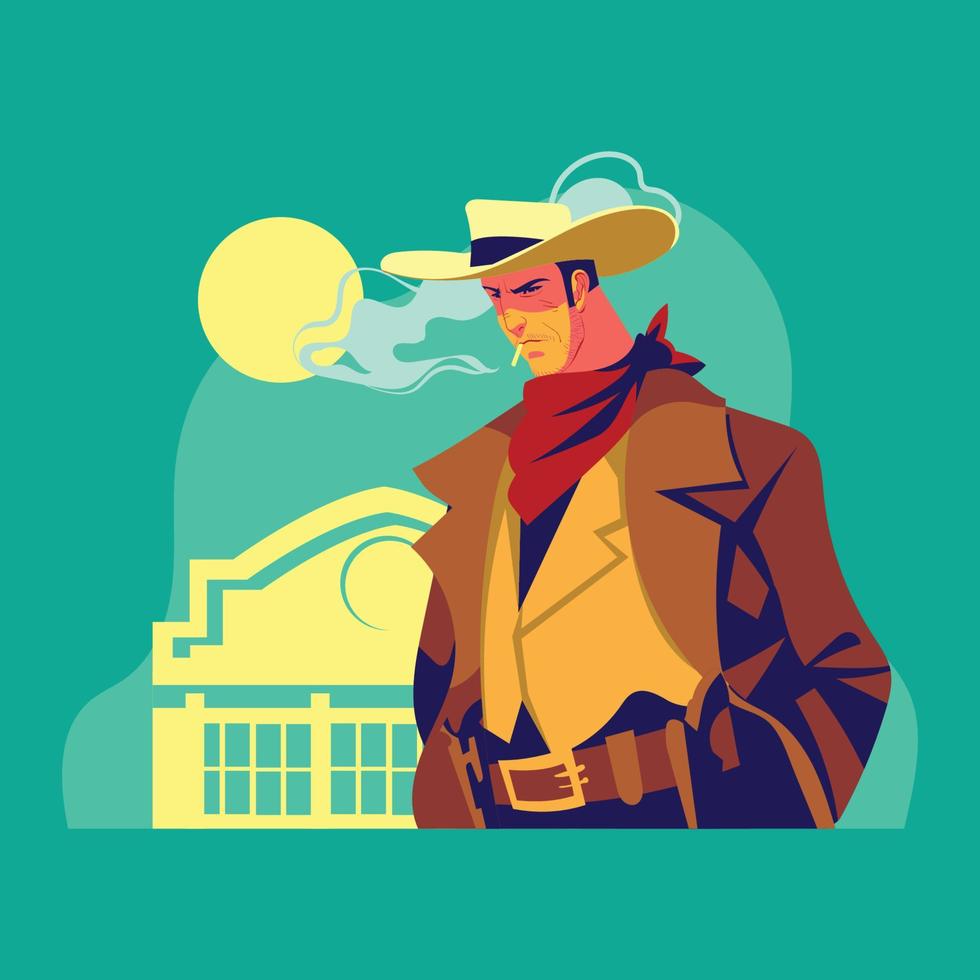 Cool Smoking Cowboy vector