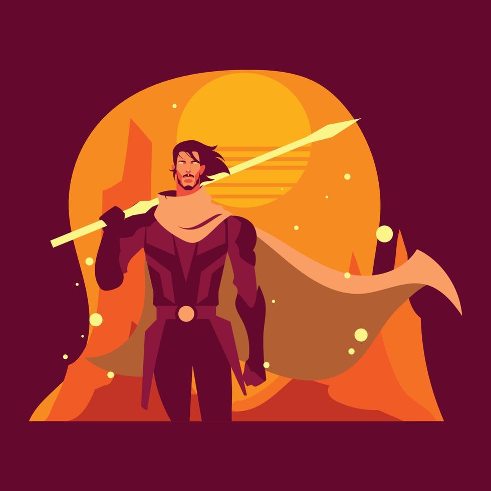 Space Swordman Walking with His Sword vector