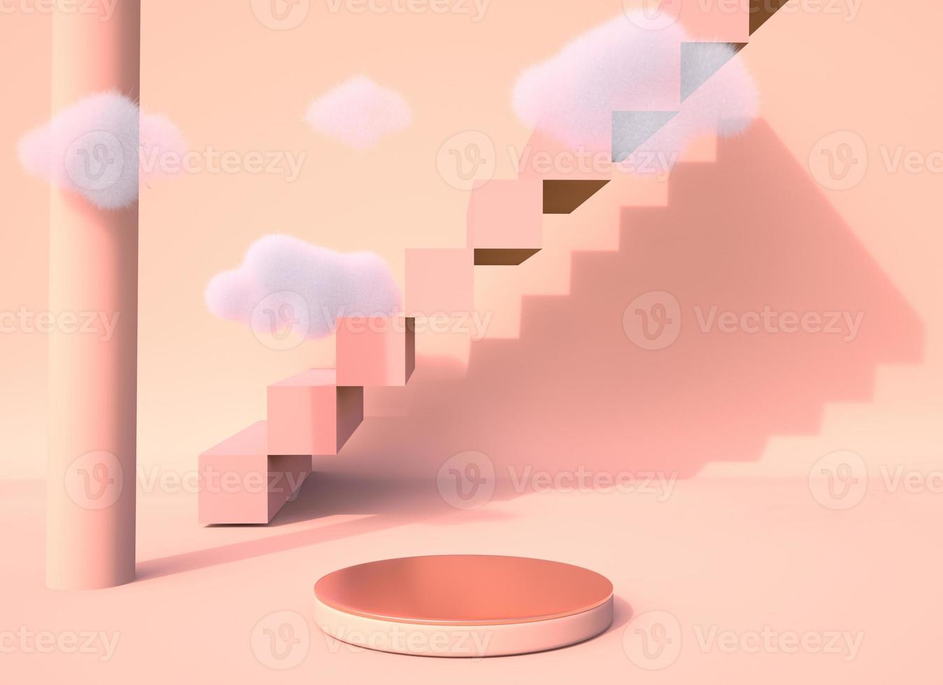 Background 3d rendering with podium and minimal cloud scene, minimal product display background. photo