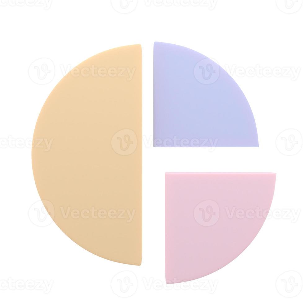 Circle diagram graph icon. Simple 3d render illustration. photo