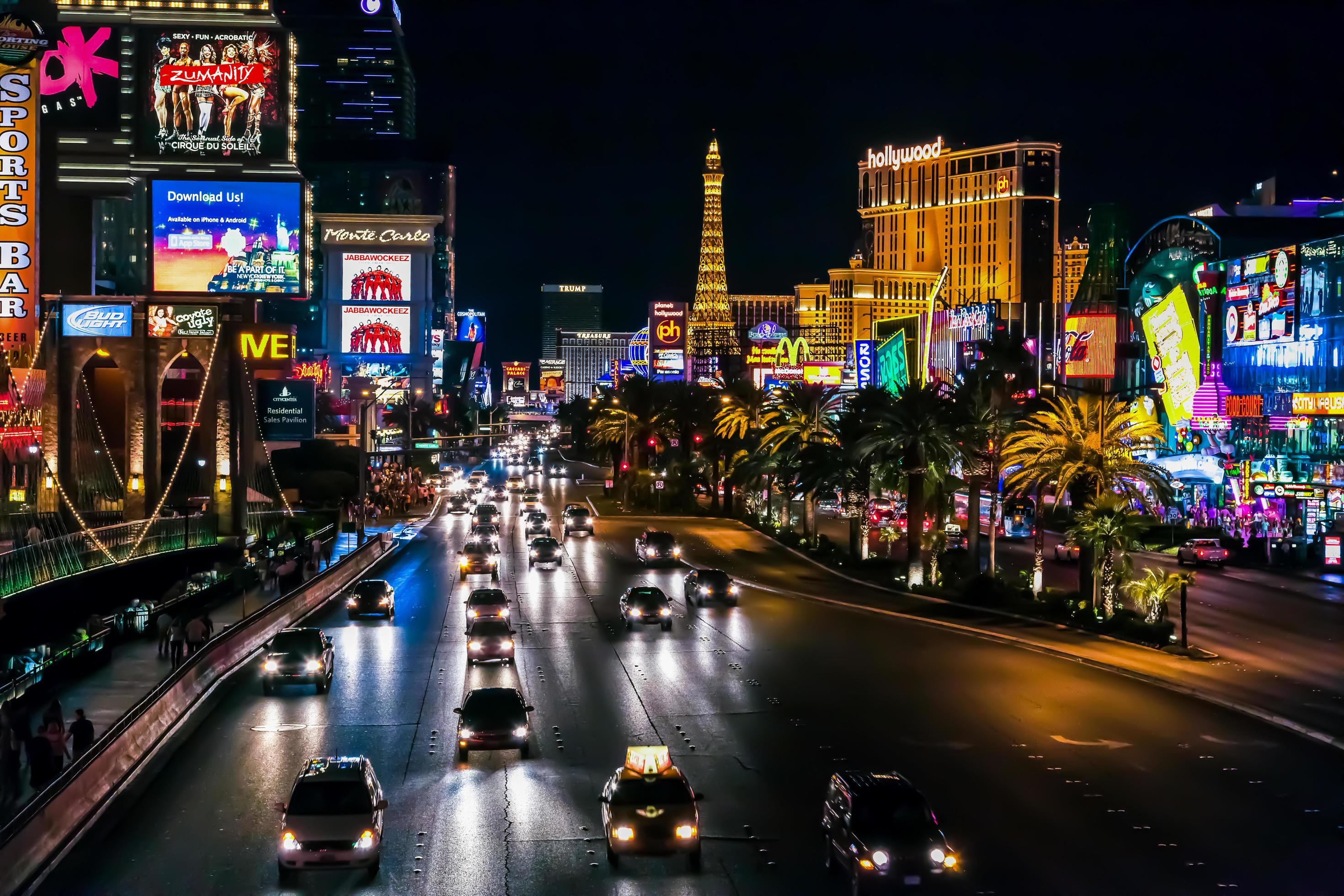 LAS VEGAS STRIP AT NIGHT, Nevada, USA. 