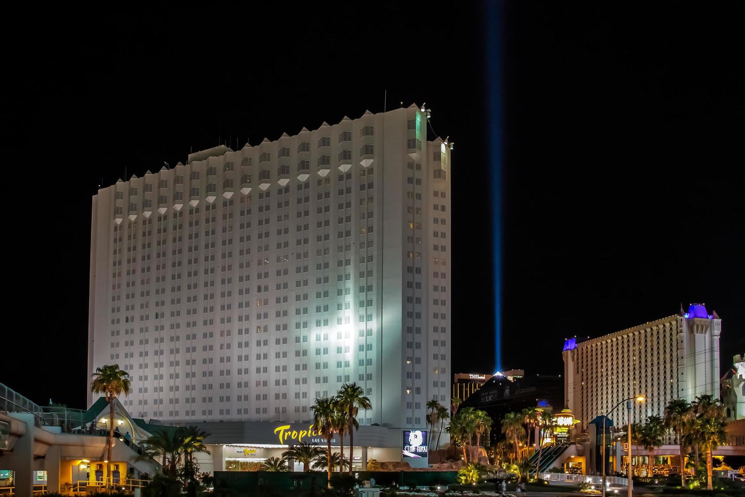 LAS VEGAS, NEVADA, USA, 2011. Tropicana Hotel Illuminated at Night photo