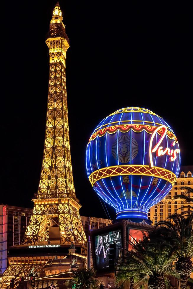 Eiffel Tower in Night Las Vegas Editorial Stock Image - Image of