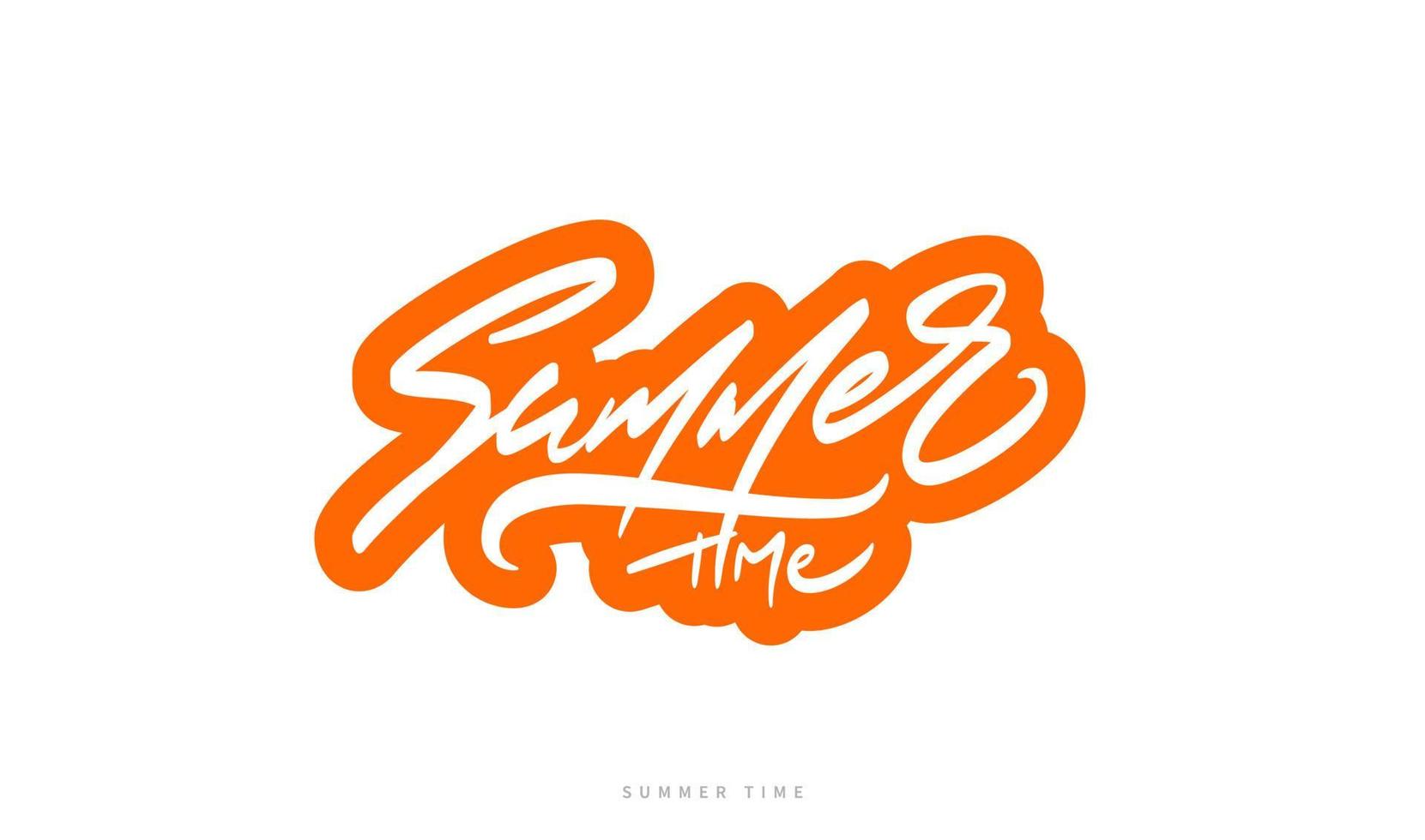 Summer time hand lettering. Modern calligraphy for tee slogan design. Trendy bright text to print on a T-shirt. Summertime vector lettering.