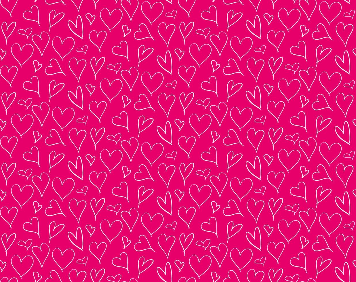 Hand drawn doodle seamless pattern with hearts. Cute red pattern for paper wrap and print design. Vector heart seamless background for Valentine's day.