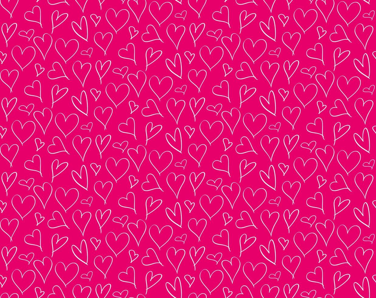 Hand drawn doodle seamless pattern with hearts. Cute red pattern for paper wrap and print design. Vector heart seamless background for Valentine's day.