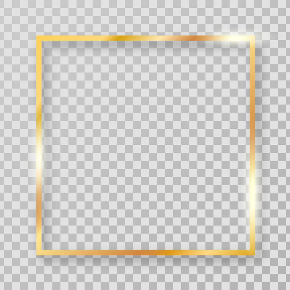 marco de clipart dorado cuadrado para decoraciones. borde de rectángulo realista dorado vectorial. vector