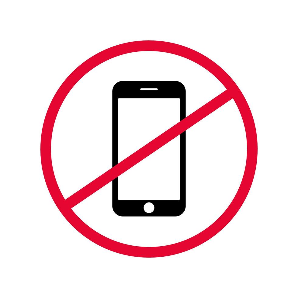 Vector sign prohibiting the use of mobile device in specific place.