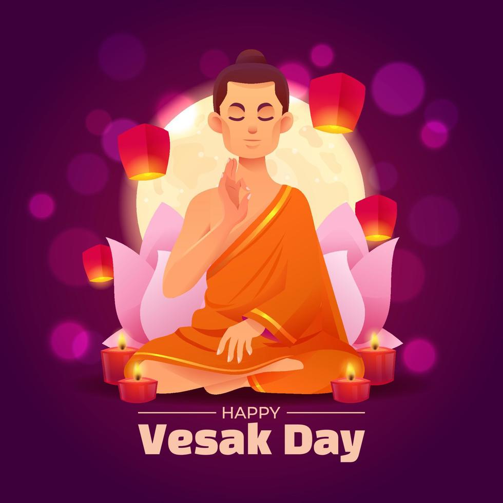 buda meditando en el día de vesak vector