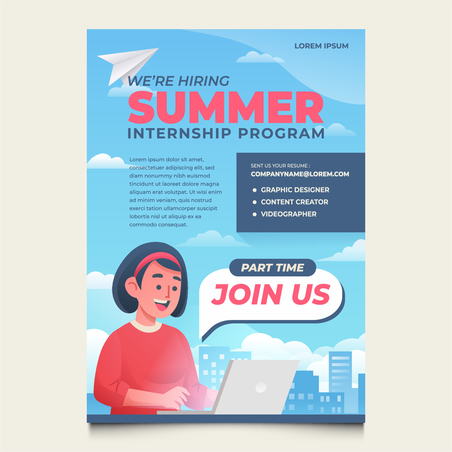 Summer Internship Program Poster Free Vector 