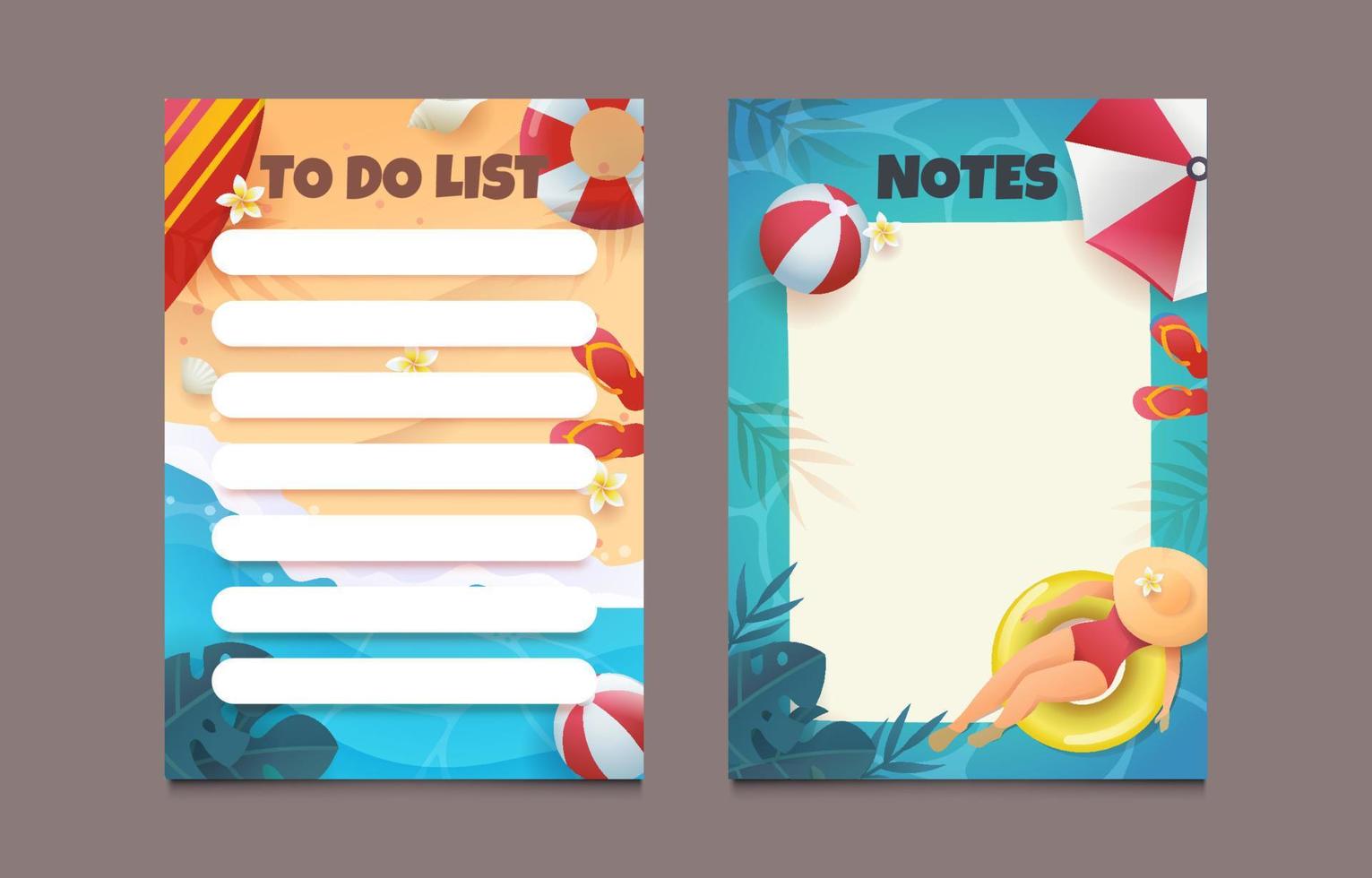 Summer Holiday Journal Template Background vector