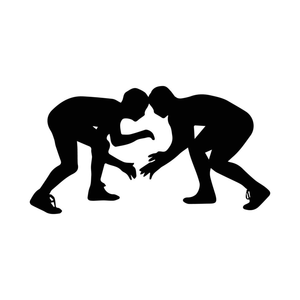 Wrestling logo template symbol silhouette design Vector Image