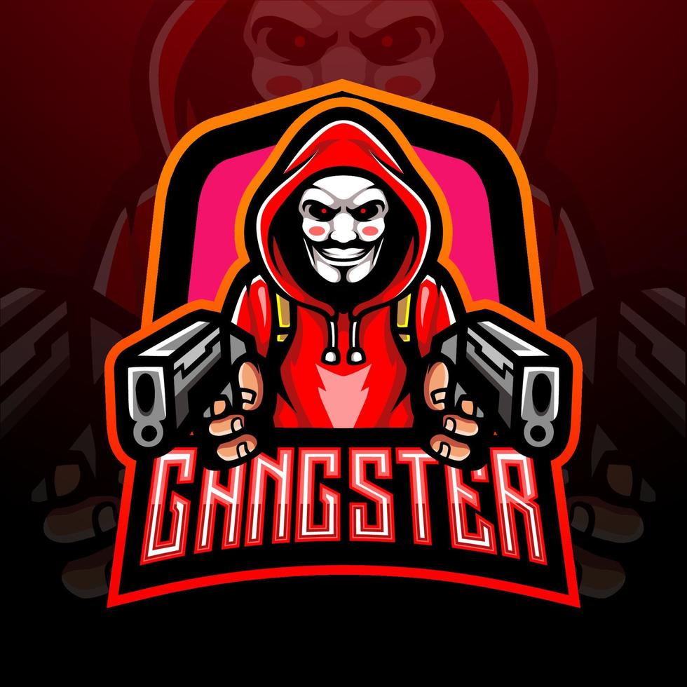 diseño de mascota de logotipo de gángster esport vector