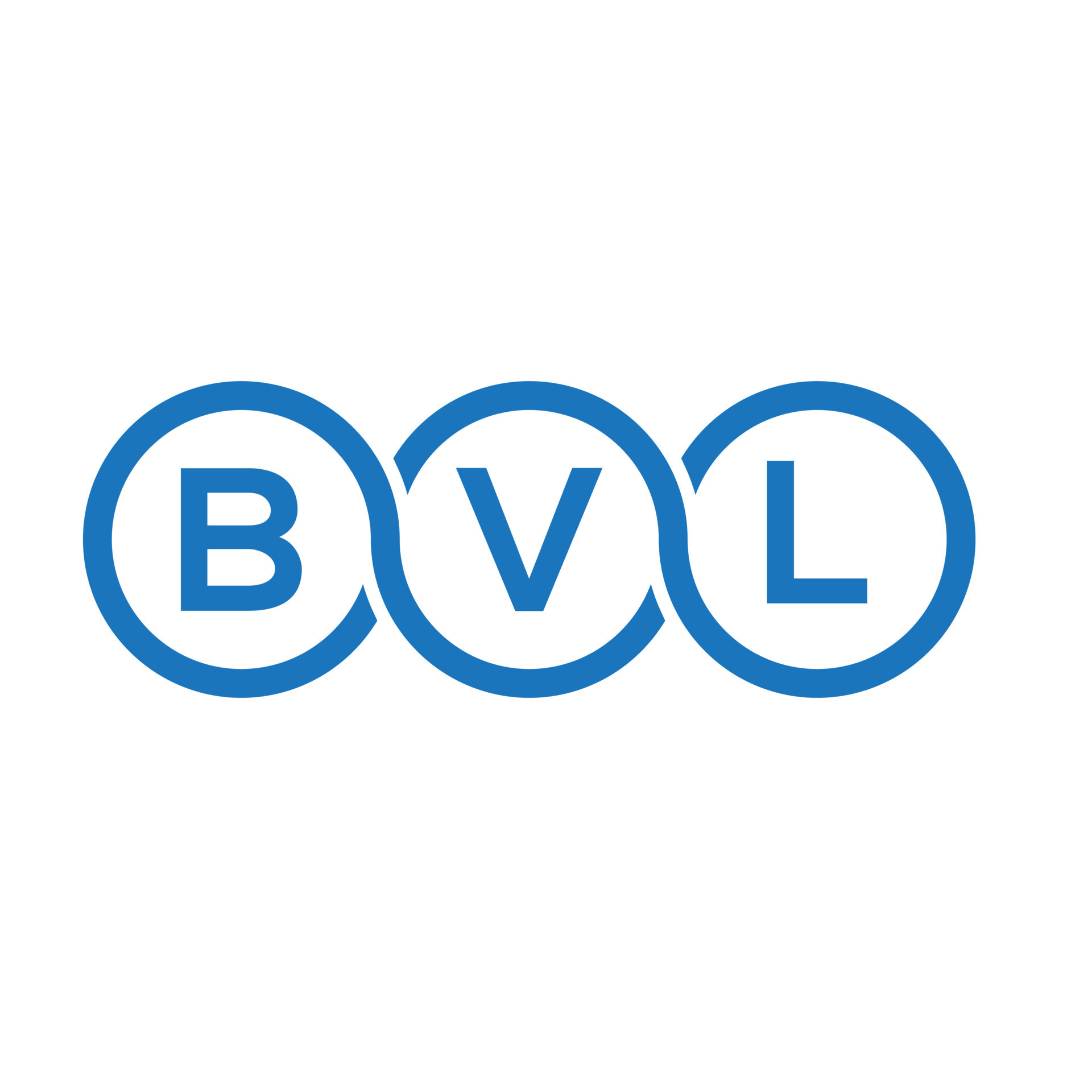 BVL letter logo design on white background. BVL creative initials