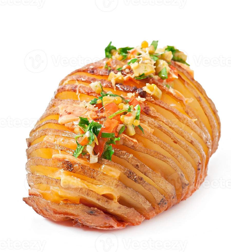 Baked potato with cheese and butter photo