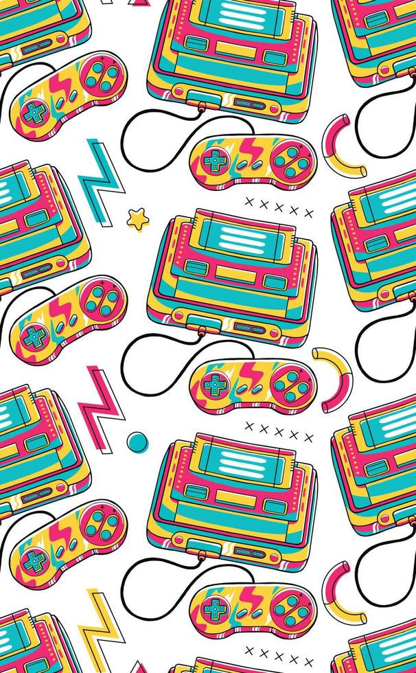 90's Vibe Game Console Seamless Pattern vector