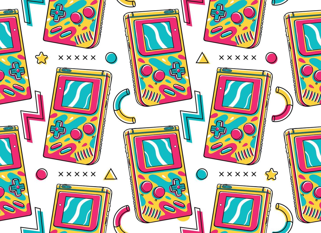 90's Vibe Game Console Seamless Pattern vector