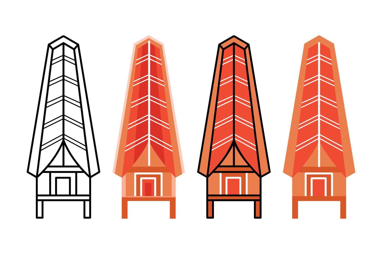 Tongkonan Traditional House in Flat Design Style vector