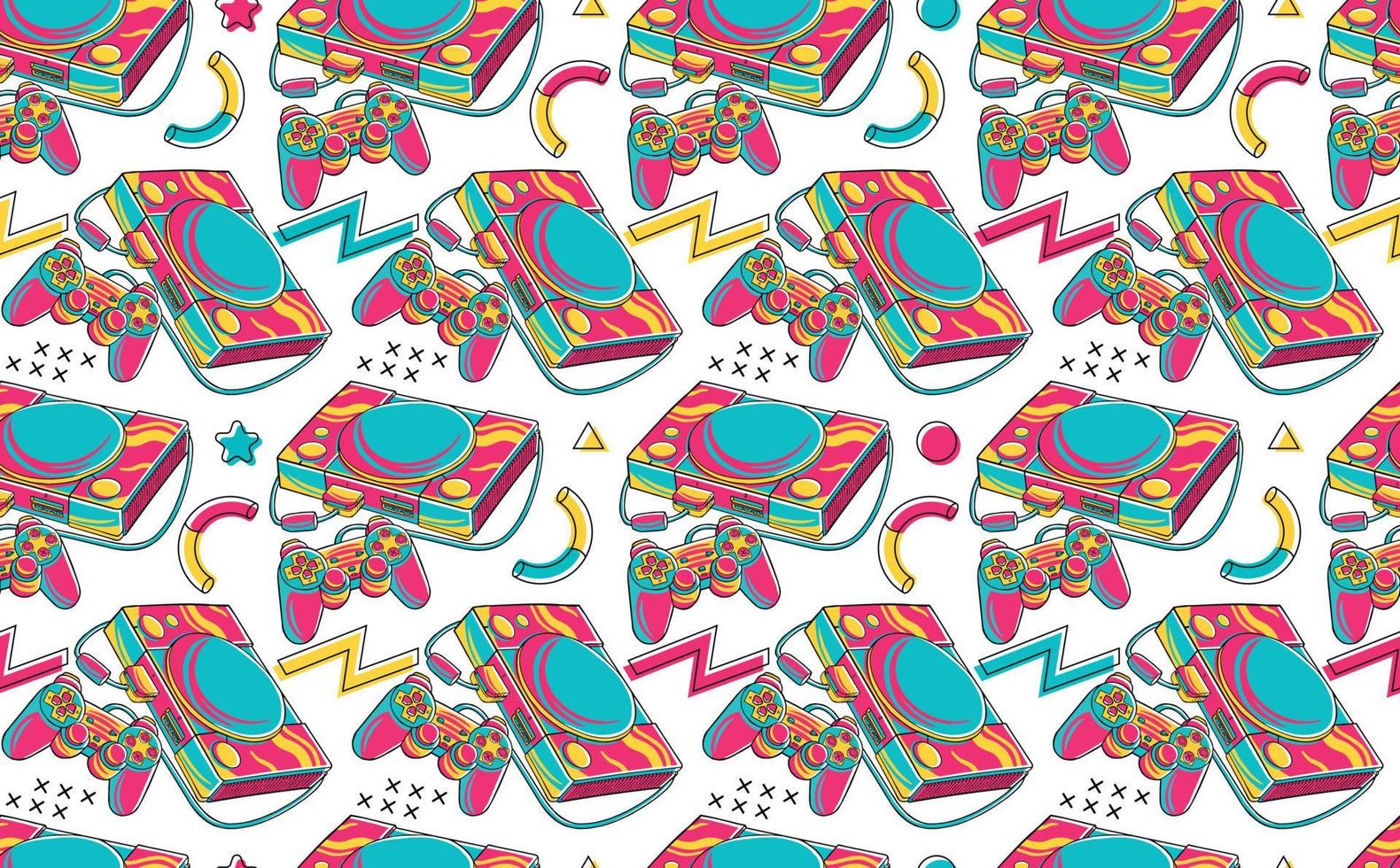 90's Vibe Game Console Seamless Pattern vector