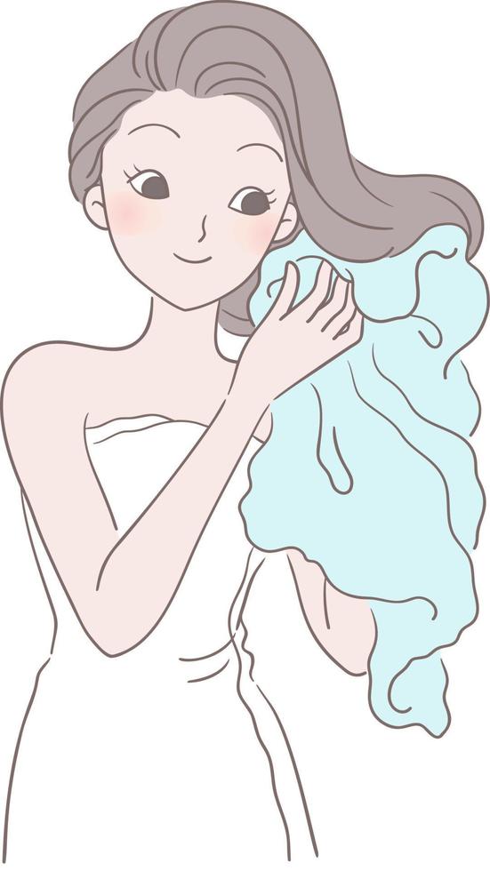 Woman Towel Drying Hair vector