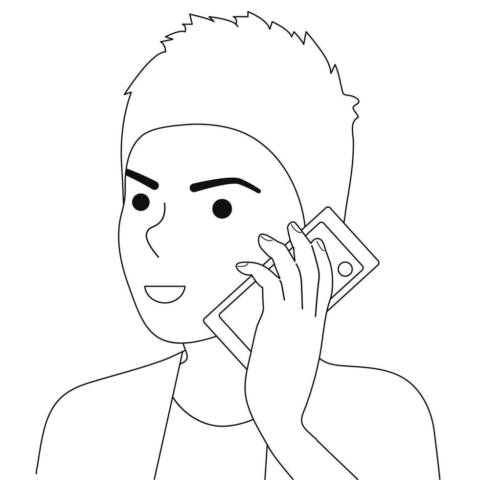 Serious guy talking on the phone.Business, freelancing. vector