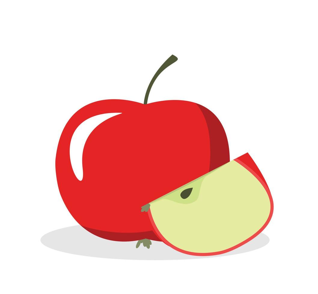 Ilustración de vector de manzana y rebanada