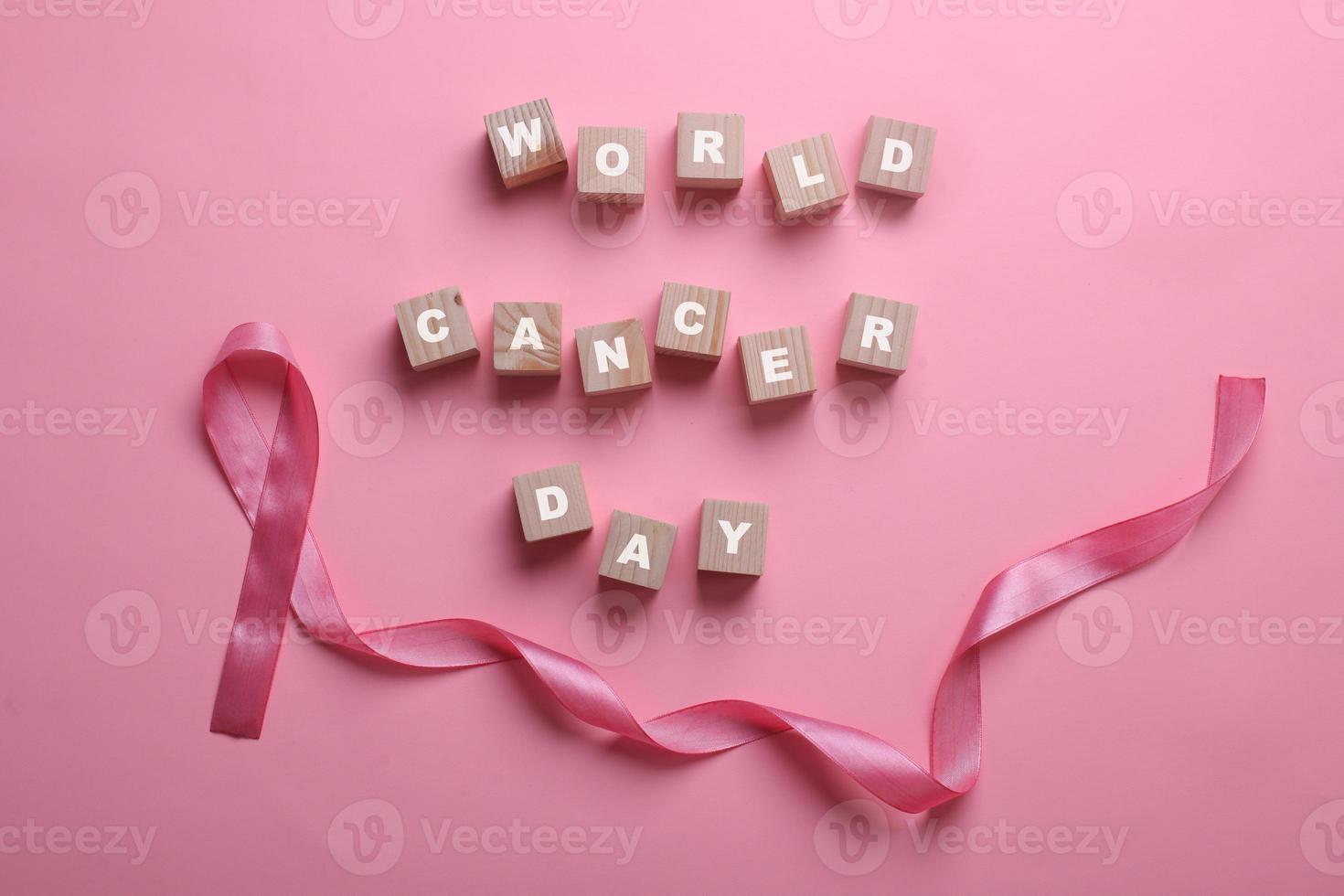 Pink Ribbon For World Cancer Day and Breast Cancer Awarness photo