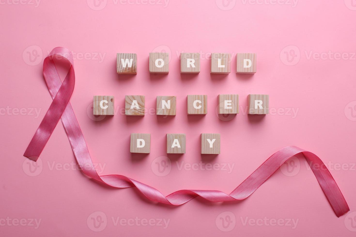 Pink Ribbon For World Cancer Day and Breast Cancer Awarness photo