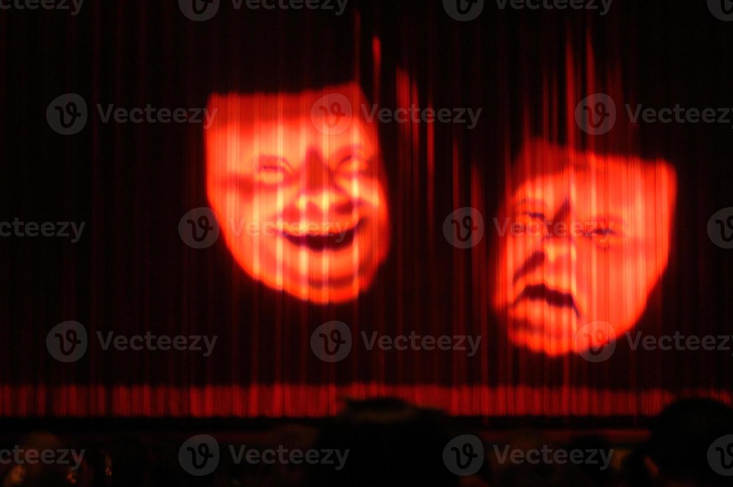 New York City, NY, 2022 - Showinf face in smile and sad over theater areas photo