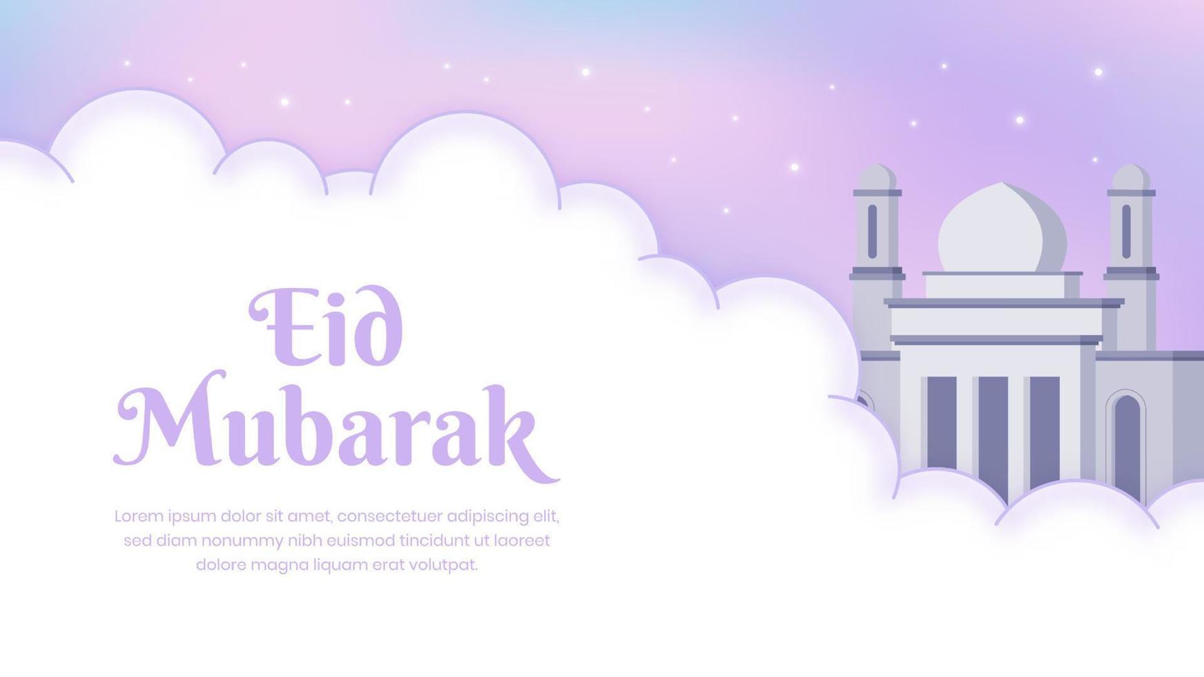 Gradient Eid Mubarak landscape background with flat style vector