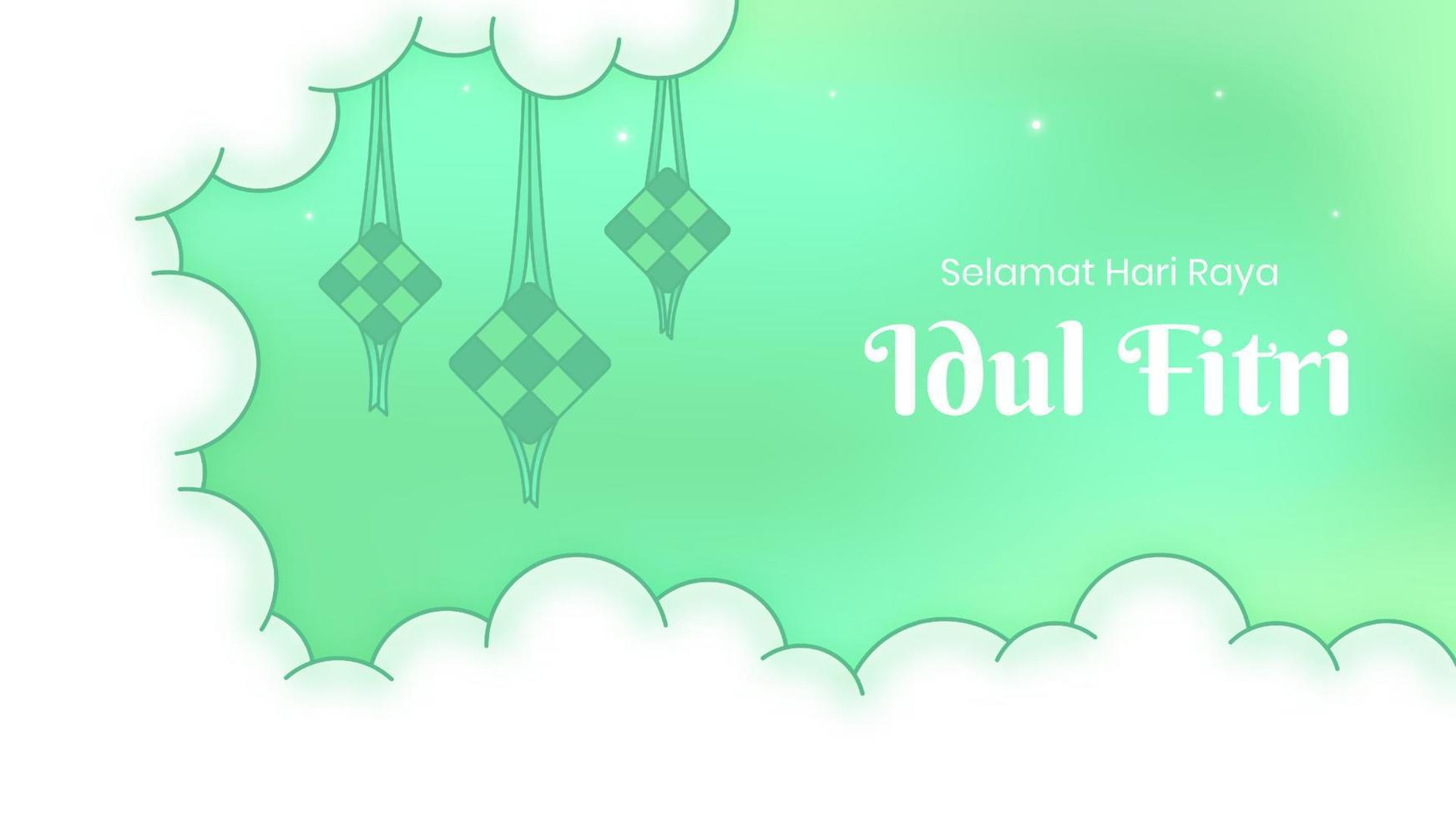 Gradient Idul Fitri landscape background with flat style vector
