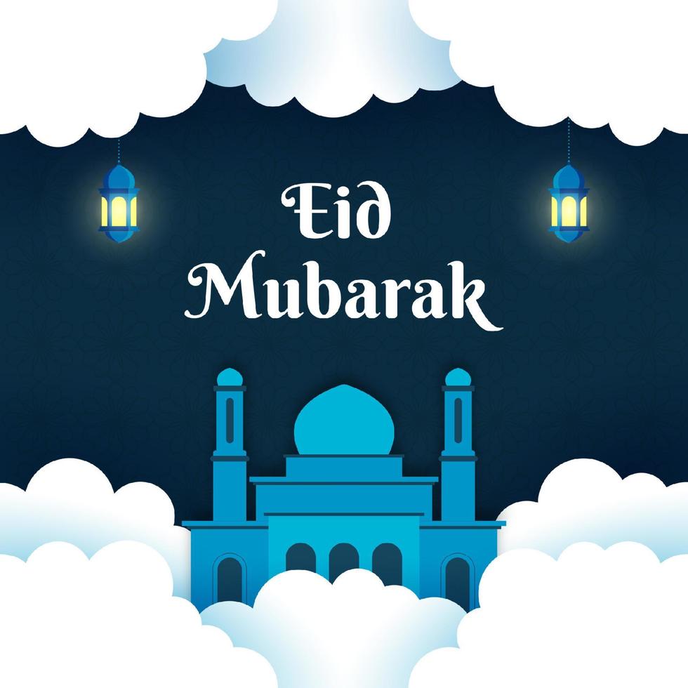 ilustración de eid al fitr con estilo de papel vector