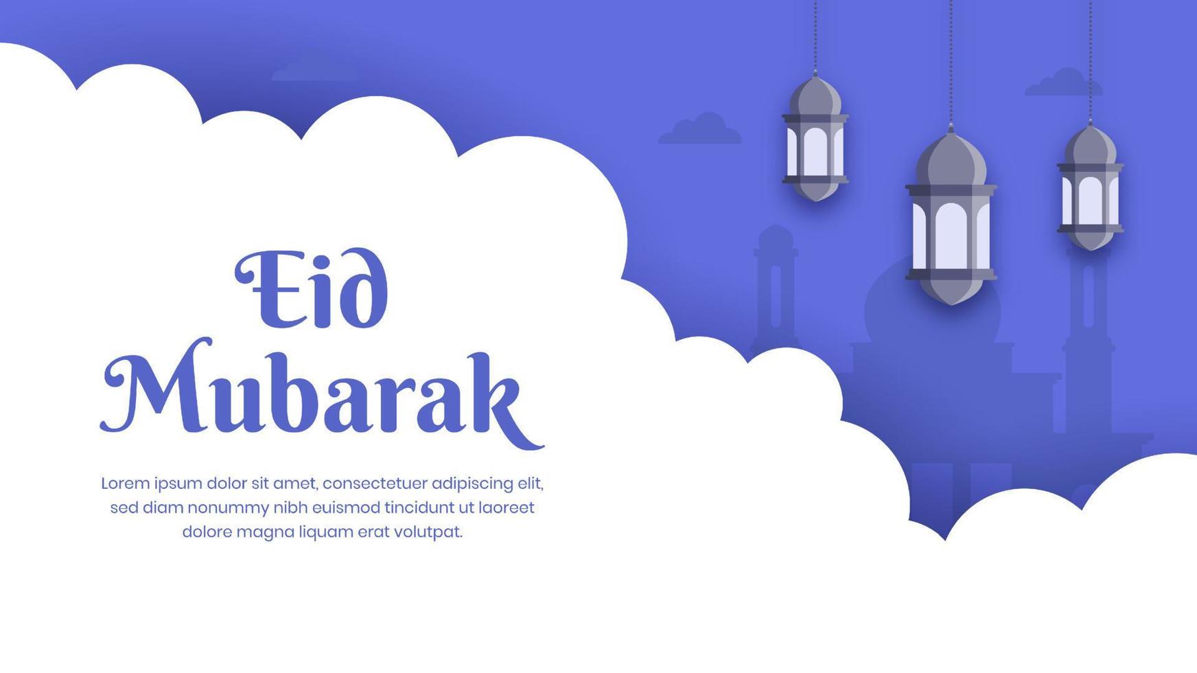Eid al Fitr illustration landscape with paper style vector