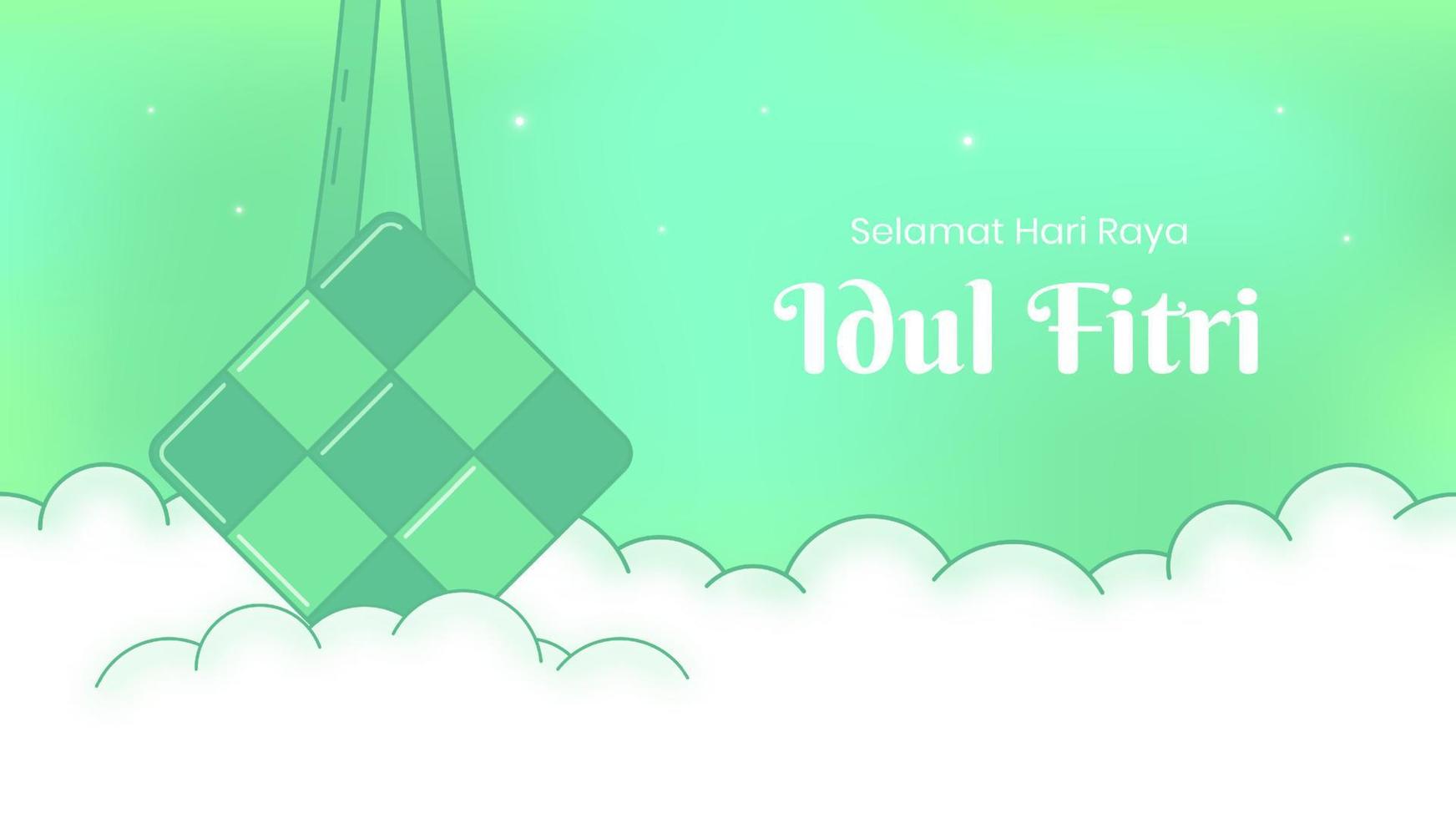 Gradient Eid Al Fitr landscape background with flat style vector