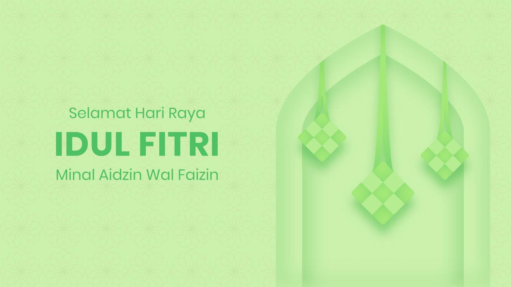 Eid al Fitr illustration landscape with paper style vector