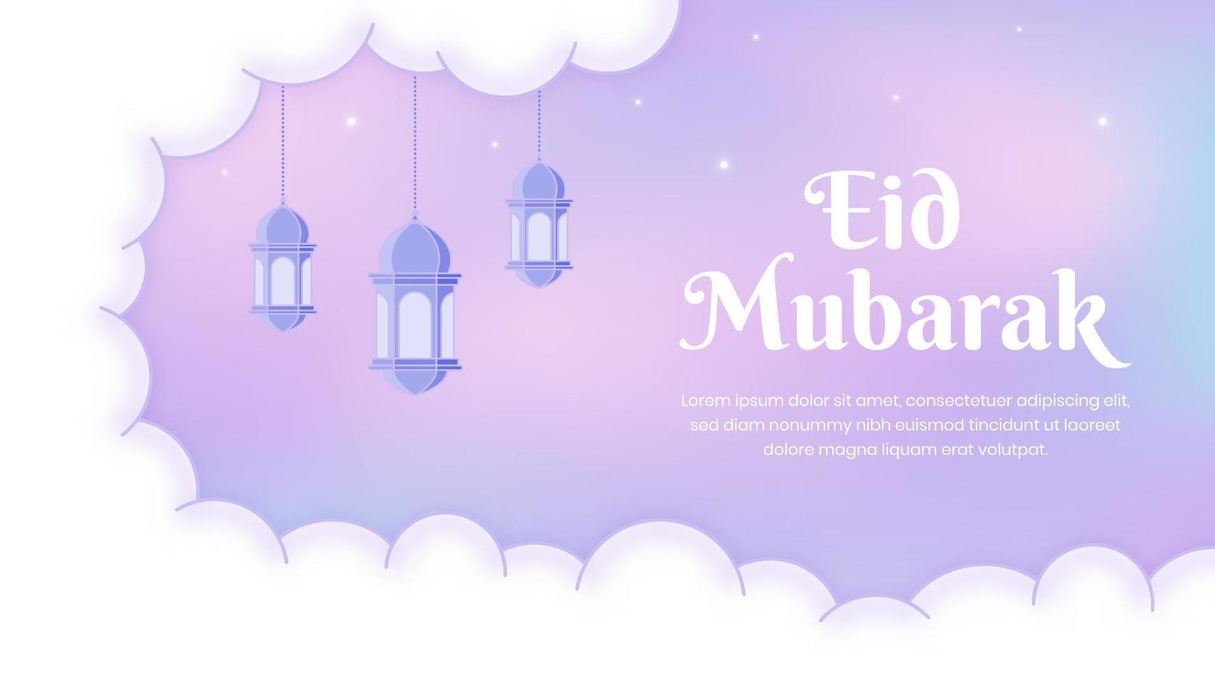 Gradient Eid Mubarak landscape background with flat style vector