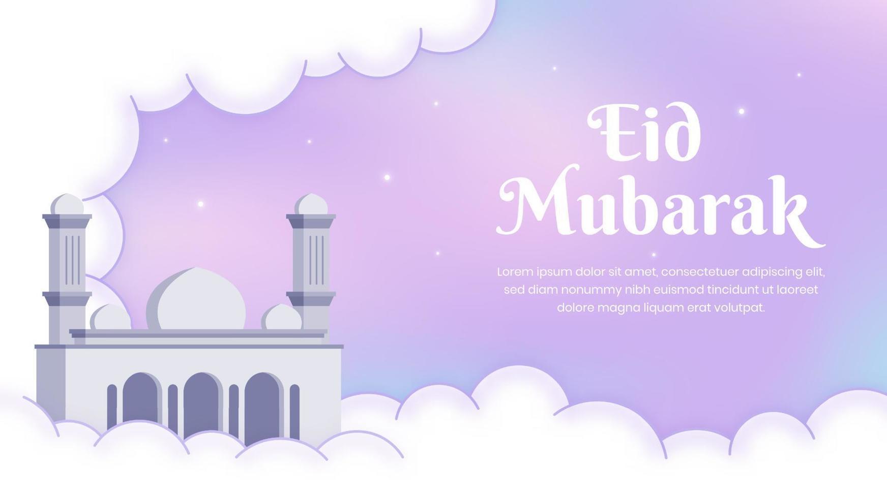 Gradient Eid Mubarak landscape background with flat style vector