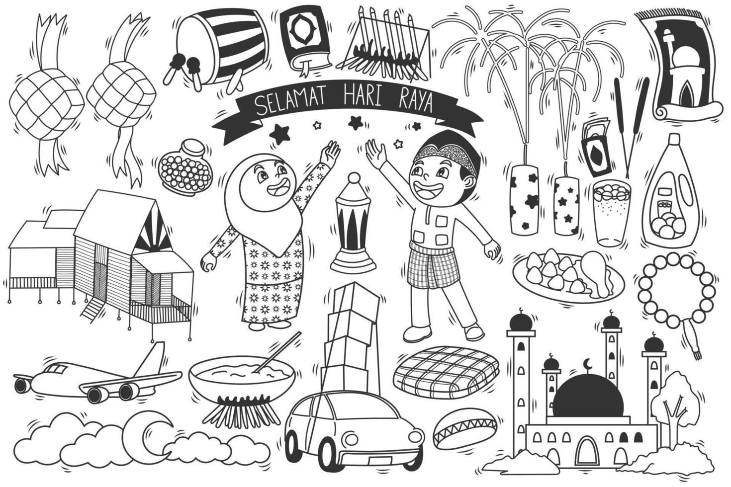 Selamat Hari Raya or Balik kampung means Eid Mubarak for Muslim people vector