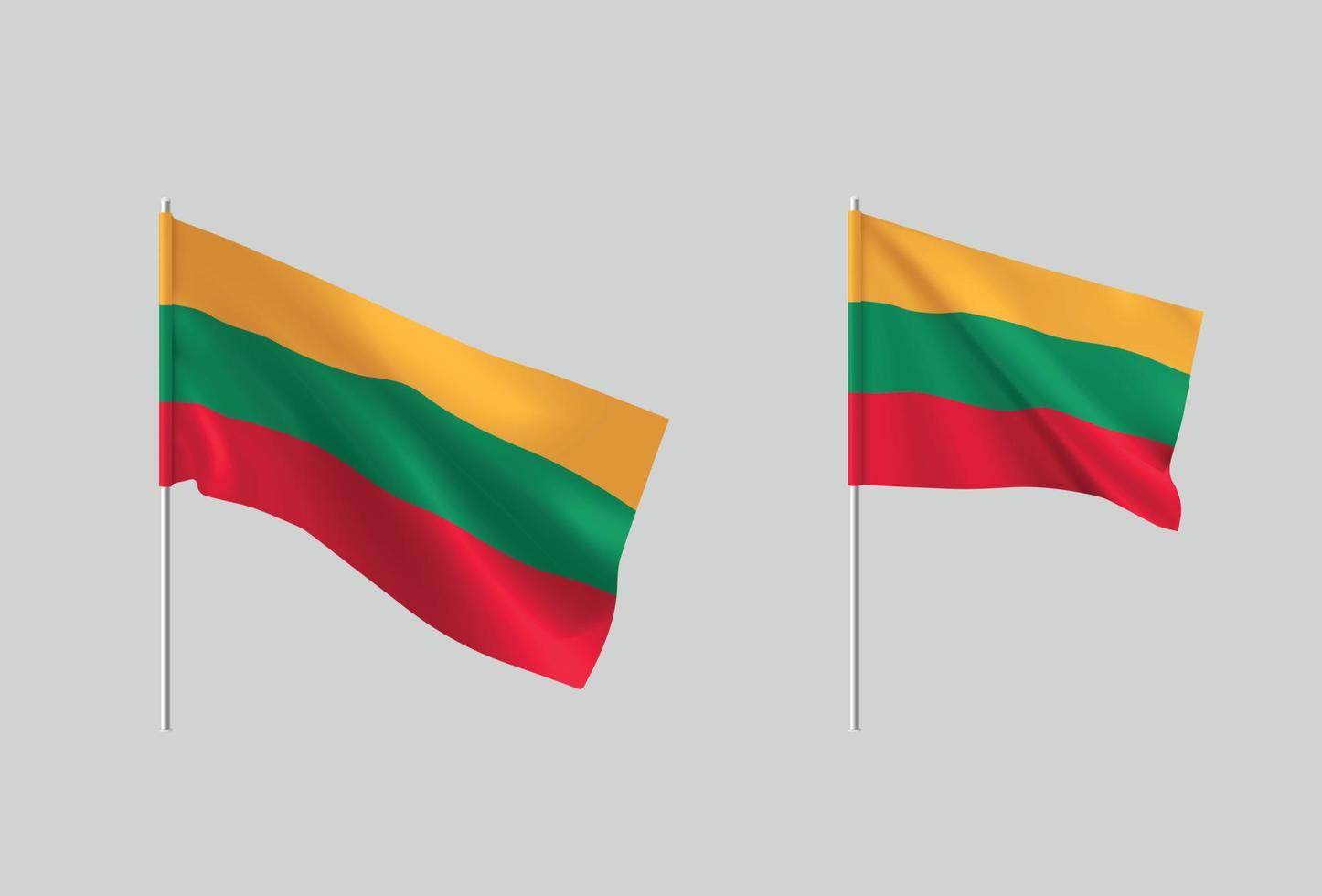 Lithuania flags. Set of national realistic Lithuanian flags. vector