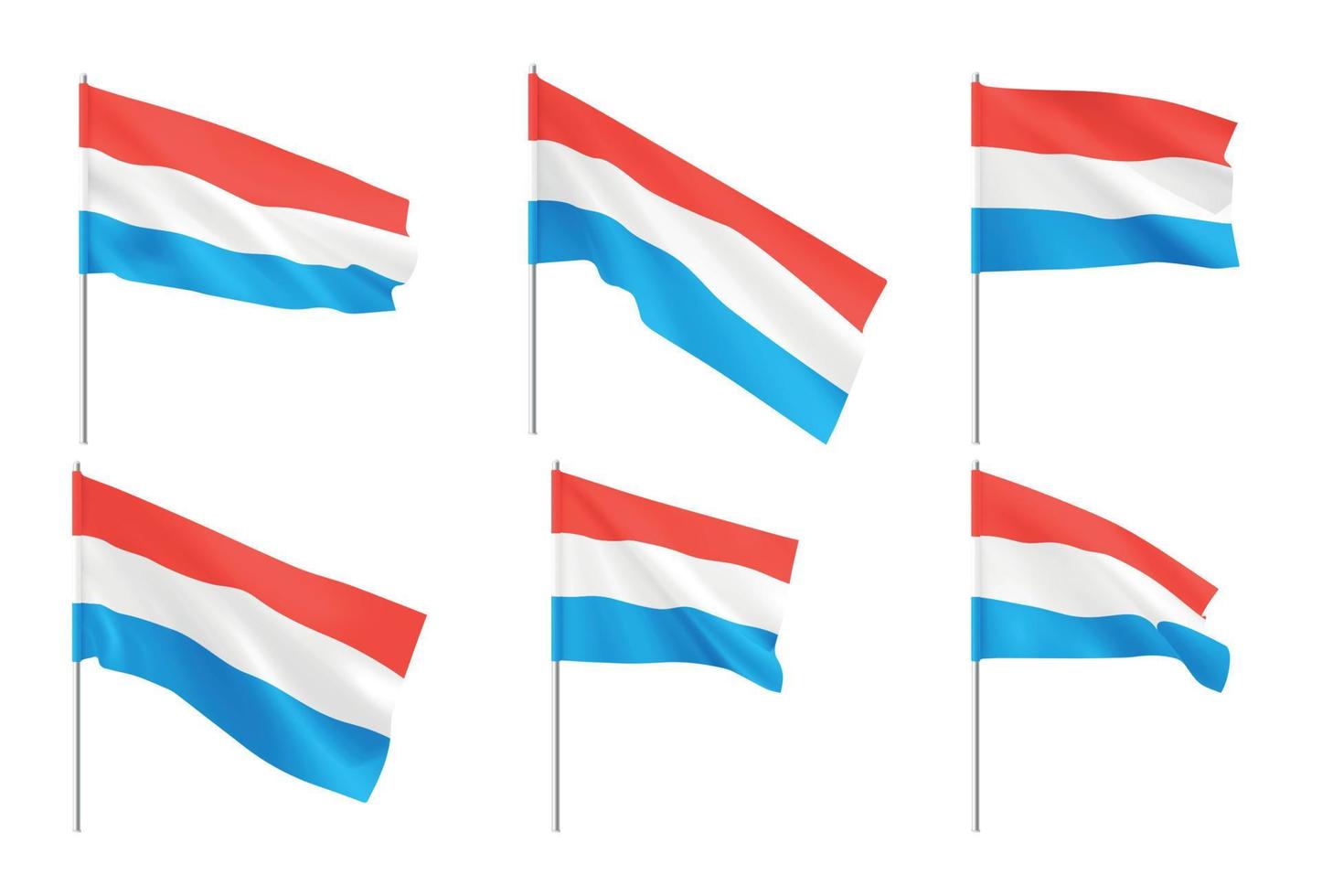 Luxembourg flags. Set of national realistic Luxembourg flags. vector