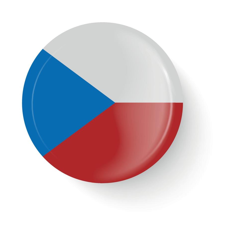 Round flag of the Czech Republic. Pin button. Pin brooch icon, sticker. Web button. vector