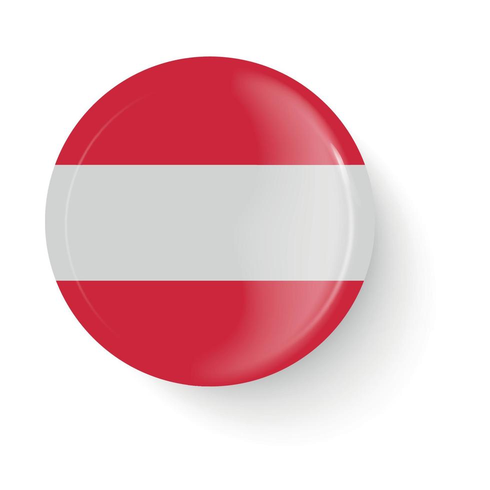Round flag of Austria. Pin button. Pin brooch icon, sticker. vector