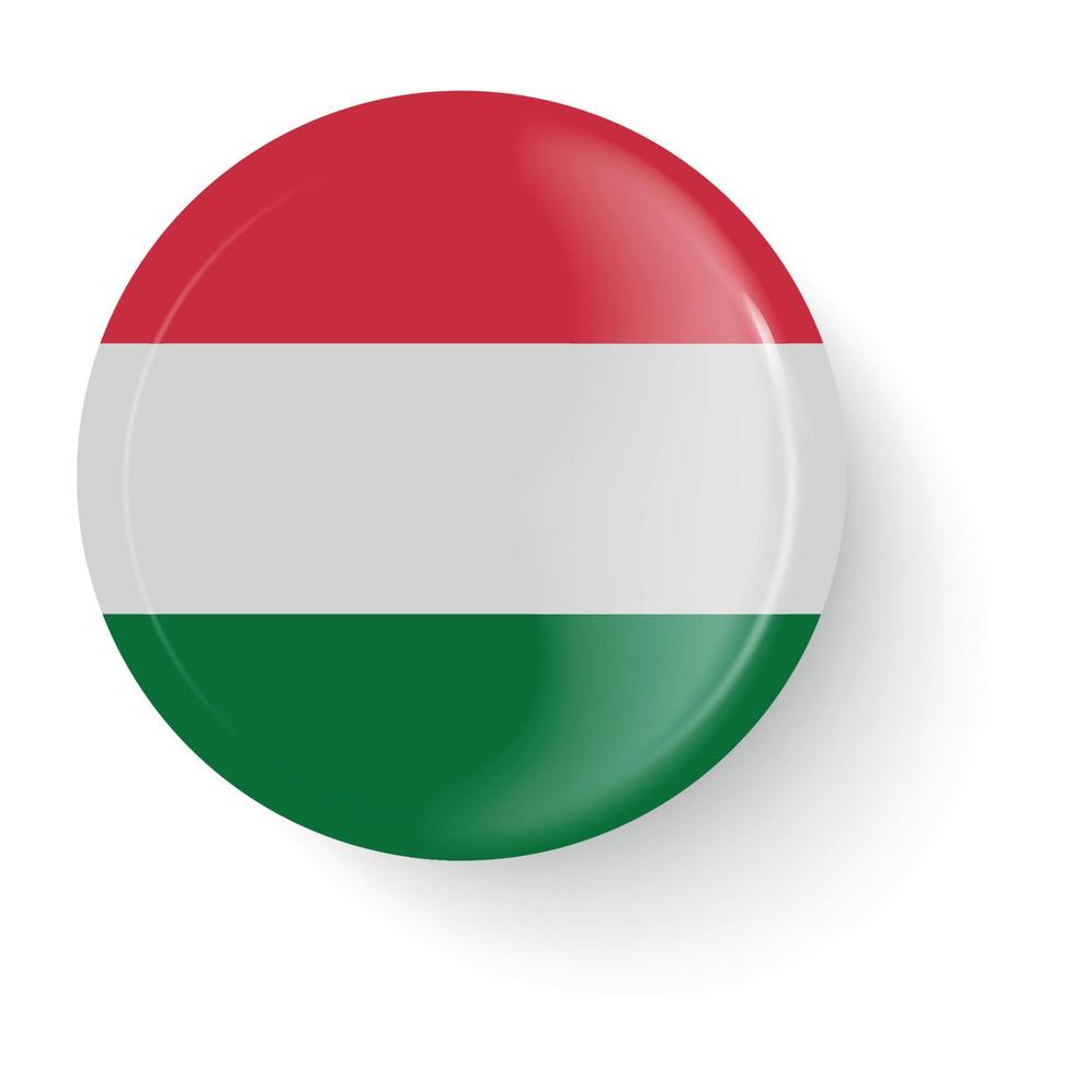 Round flag of Hungary. Pin button. Pin brooch icon, sticker. vector