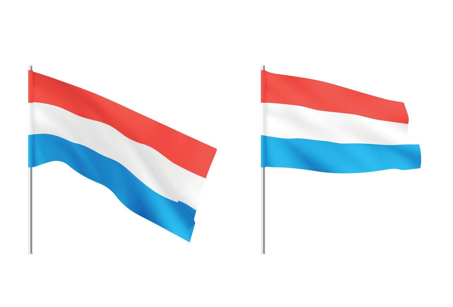 Luxembourg flags. Set of national realistic Luxembourg flags. vector