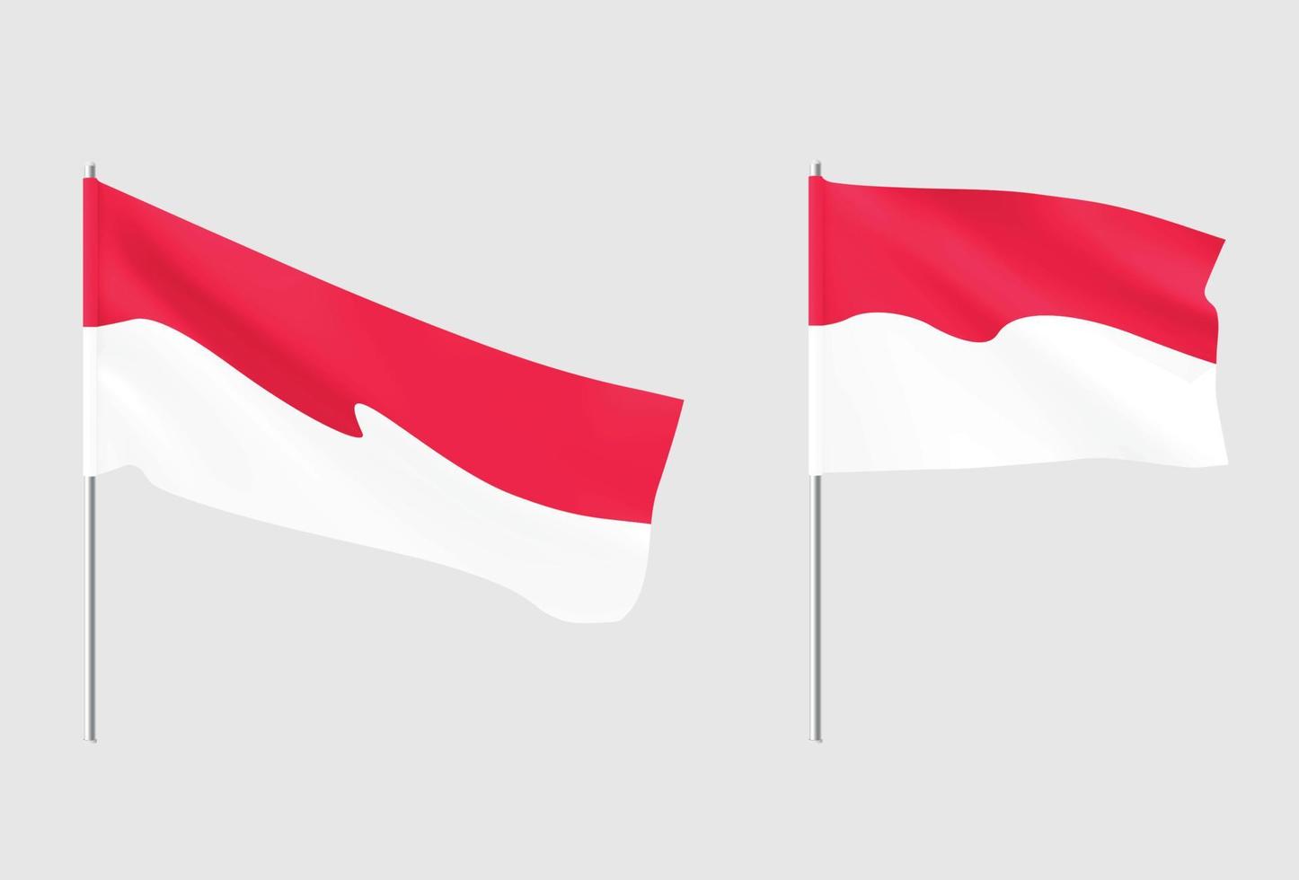 Monaco flags. Set of national realistic Monaco flags. vector