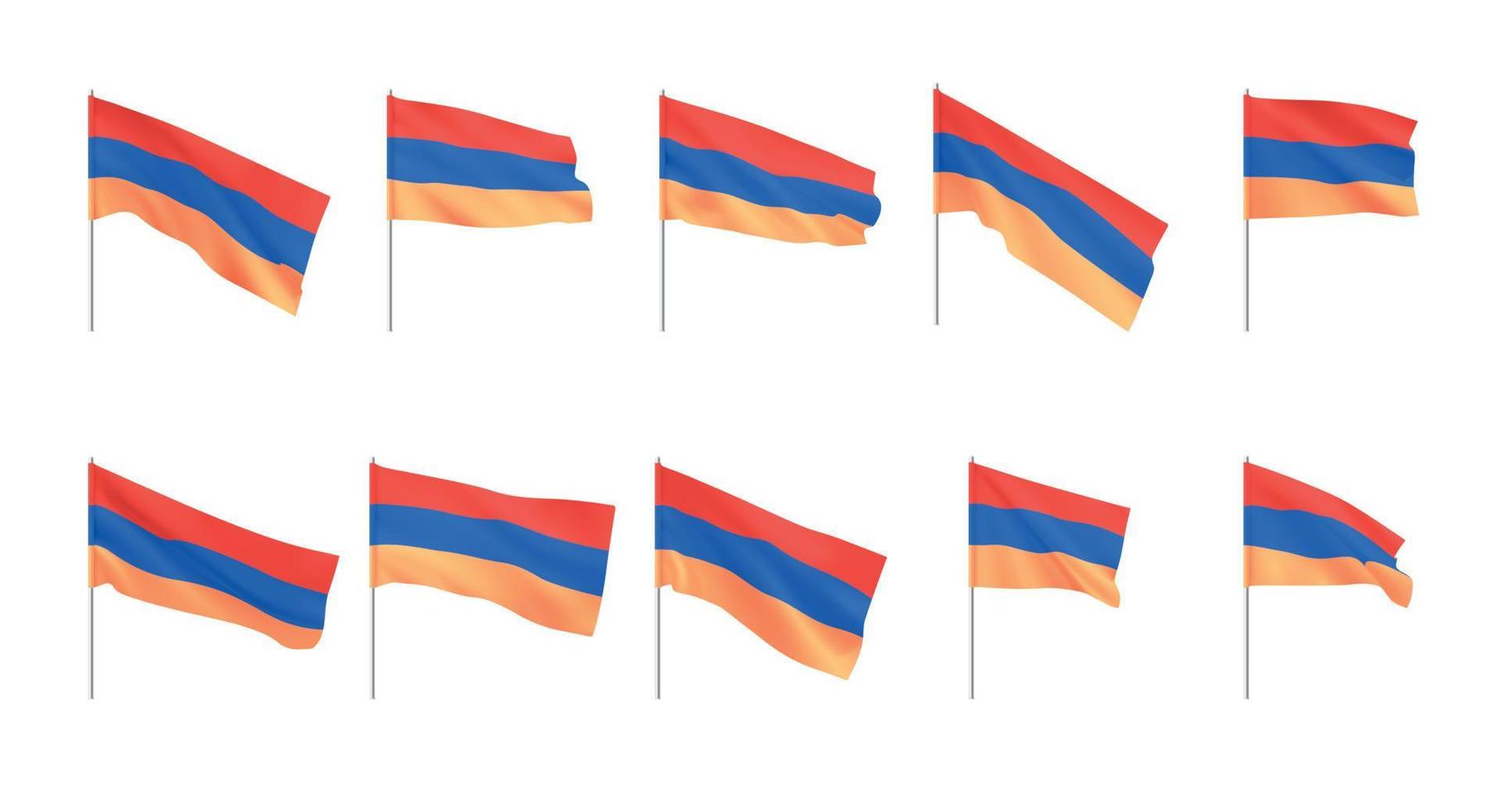 Armenian flags. Set of national realistic flags of Armenia. vector