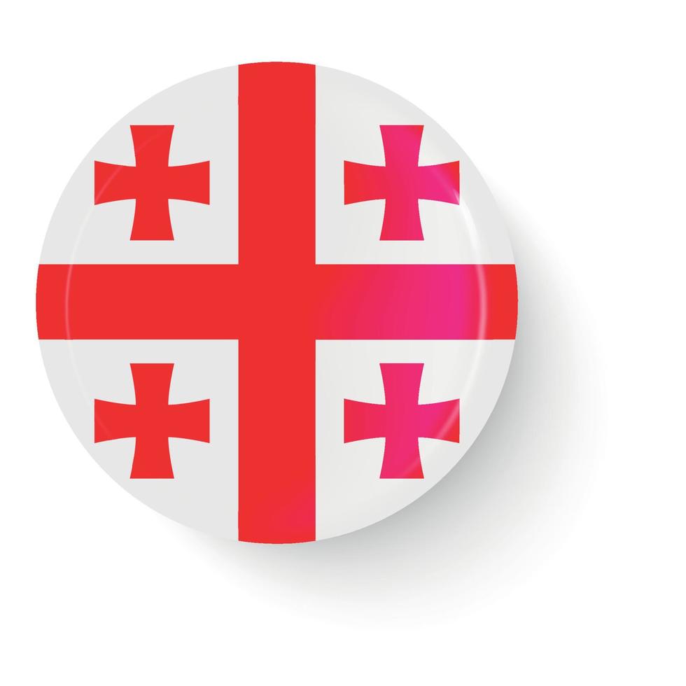 Round flag of Georgia. Pin button. Pin brooch icon, sticker. Web button. vector