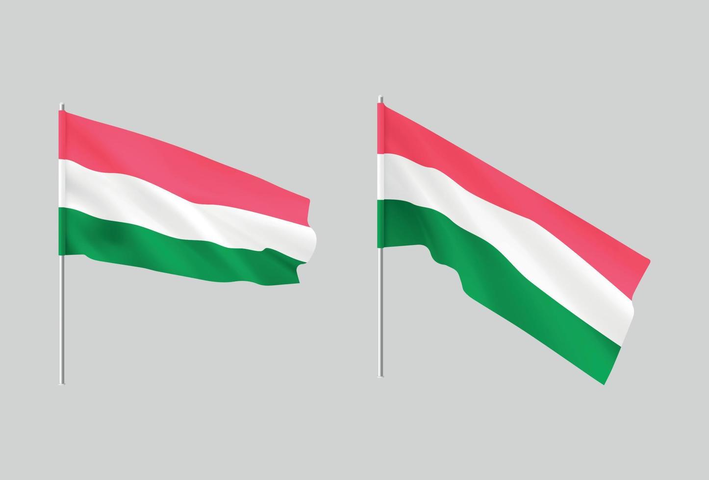 Hungary flags. Set of national realistic Hungarian flags. vector