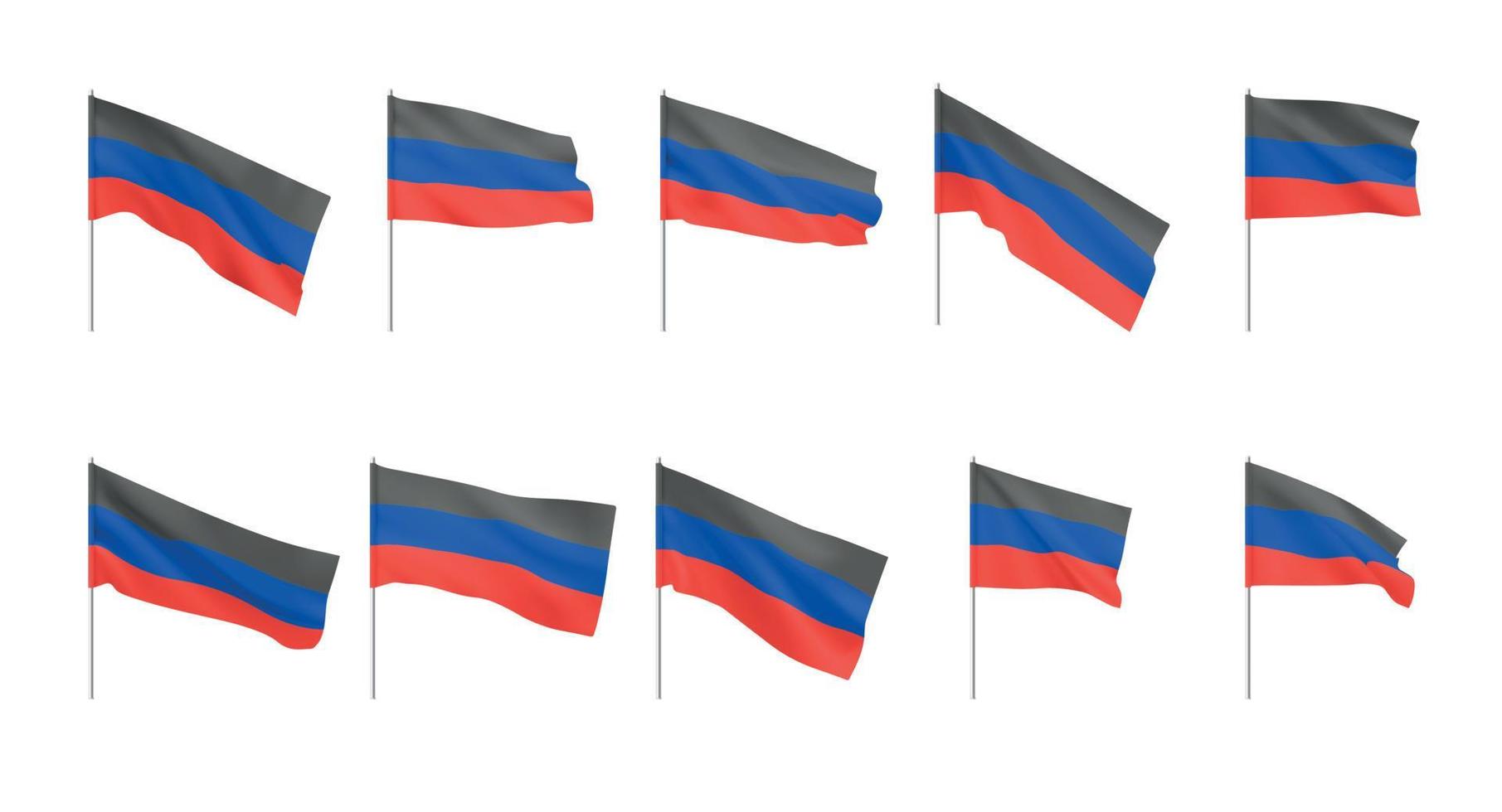 banderas de la república popular de donetsk. conjunto de banderas nacionales realistas república popular de donetsk. vector