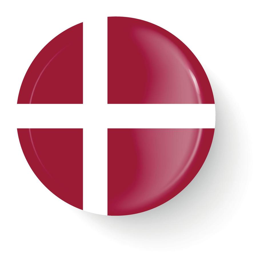 Round flag of Denmark. Pin button. Pin brooch icon, sticker. vector